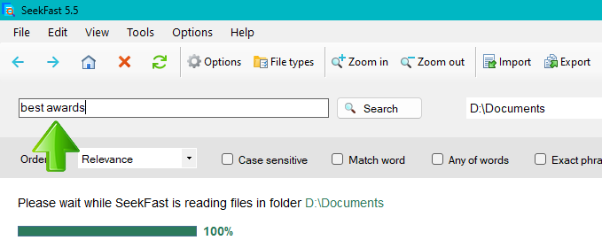 Press Search button in SeekFast